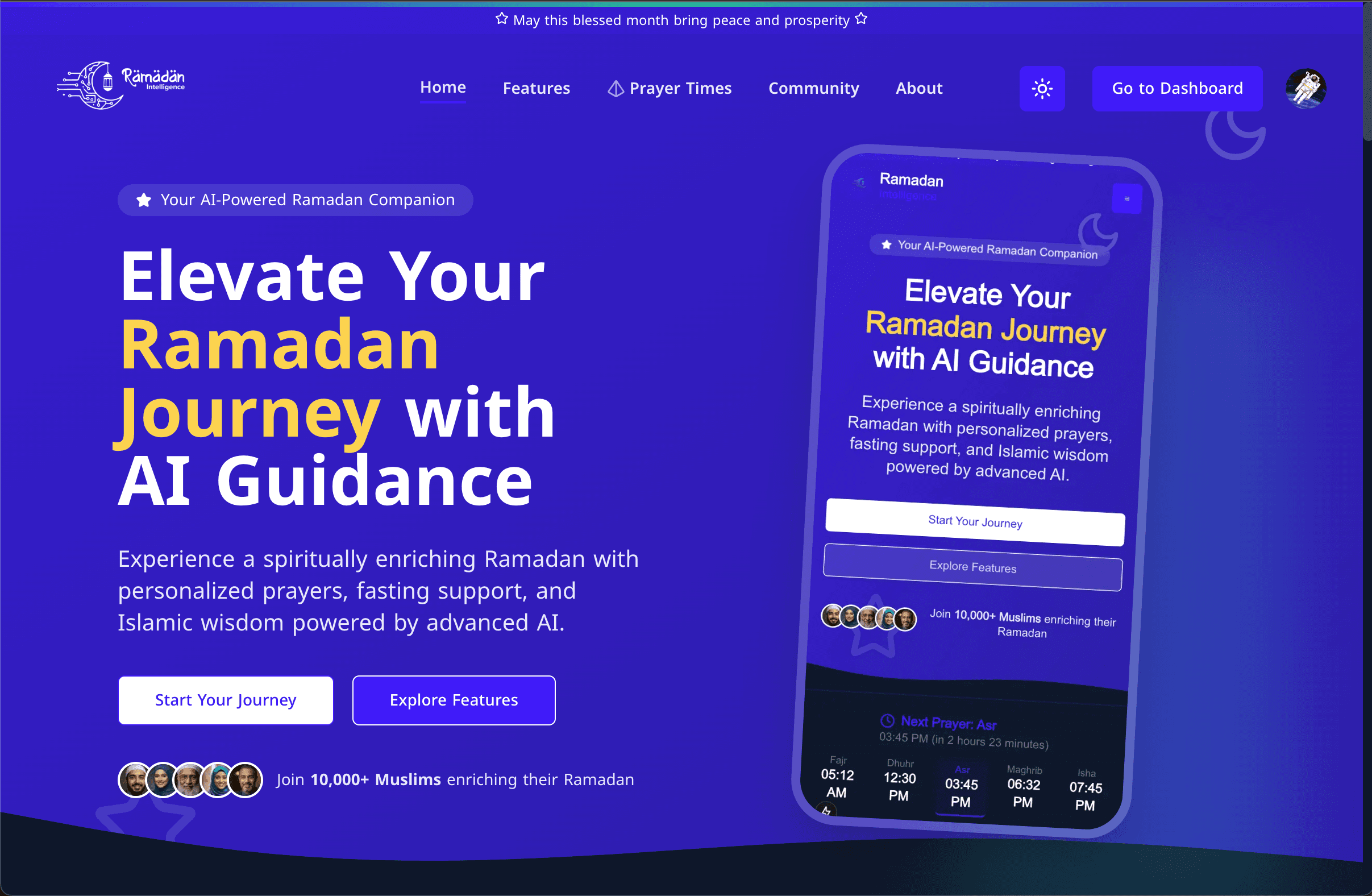 Ramadan Intelligence: AI Spiritual Companion homepage screenshot